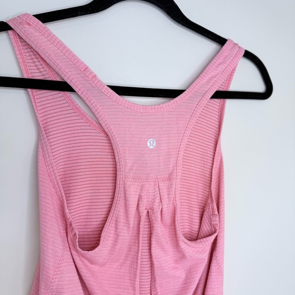 Lululemon Salute the Sun Tank – Heathered Yum Yum Pink Size 4 Tie Up Split Back - Picture 7 of 9